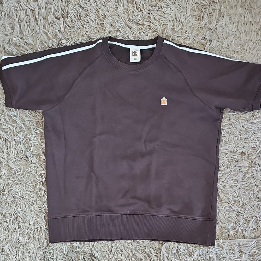 Dandy Del Mar Brown Short Sleeve Sweatshirt with White Stripes